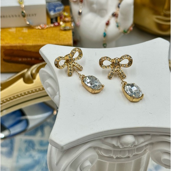🆕 OSCAR DE LA RENTA 🧿 NWOT Sparkle & Dangling Bow Earrings - Picture 7 of 16